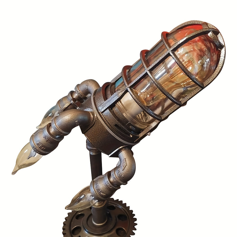 Moktan Sabai Steampunk Flame Effect Lamp – Remote Control Vintage Industrial Table Light Decor Regular Edition