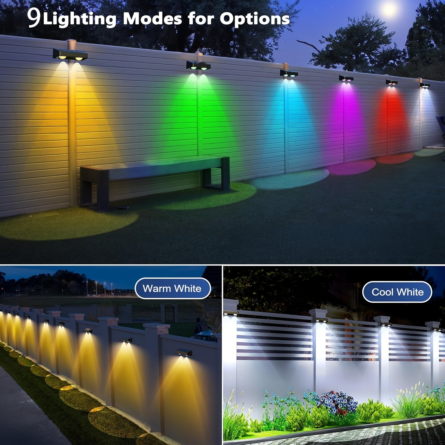 Moktan Sabai Solar Fence Lights Outdoor – Multicolor Wall Lights for Garden, Yard, Holiday Decor