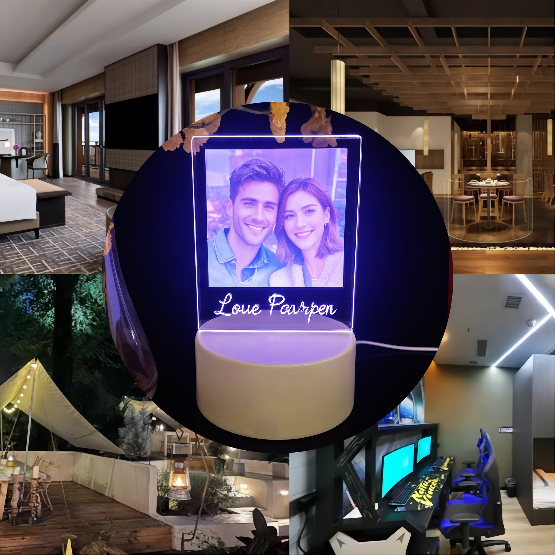 Moktan Sabai Custom Photo LED Night Light – Personalized Table Lamp Gift for Girlfriend or Women