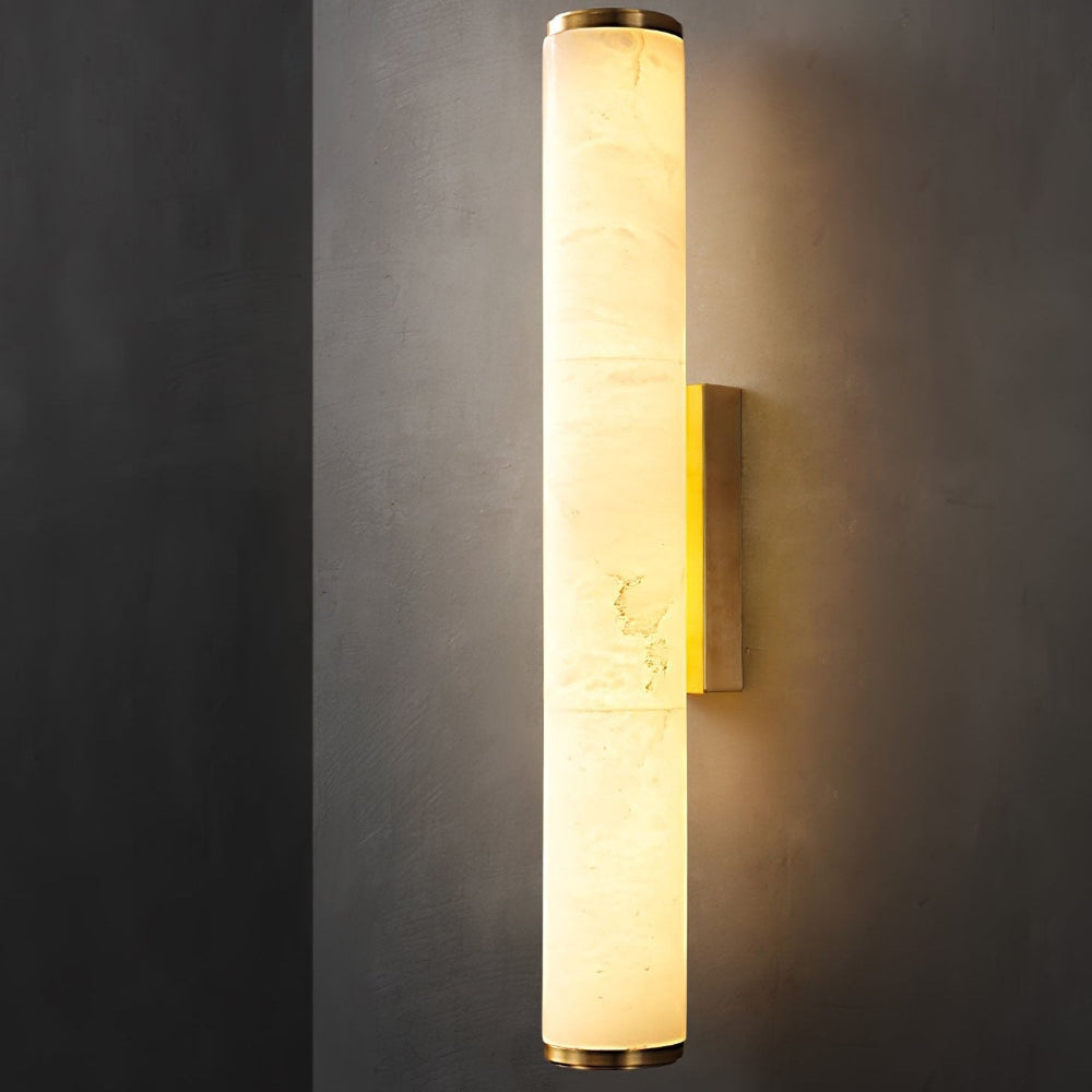 Moktan Sabai Modern Marble LED Wall Sconce Light, Copper Finish Minimalist Wall Lamp Gold 50x6cm
