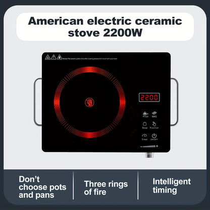 2200W Electric Ceramic Stove, Infrared Induction Cooktop Burner for Home Cooking