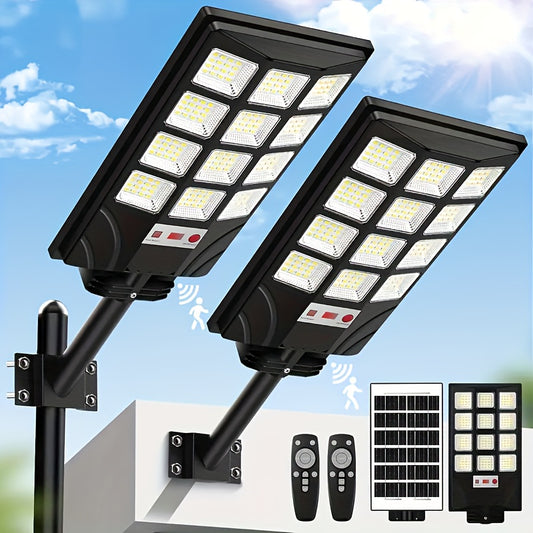 400 LED Solar Floodlights (2-Pack) - Waterproof with Motion Sensor