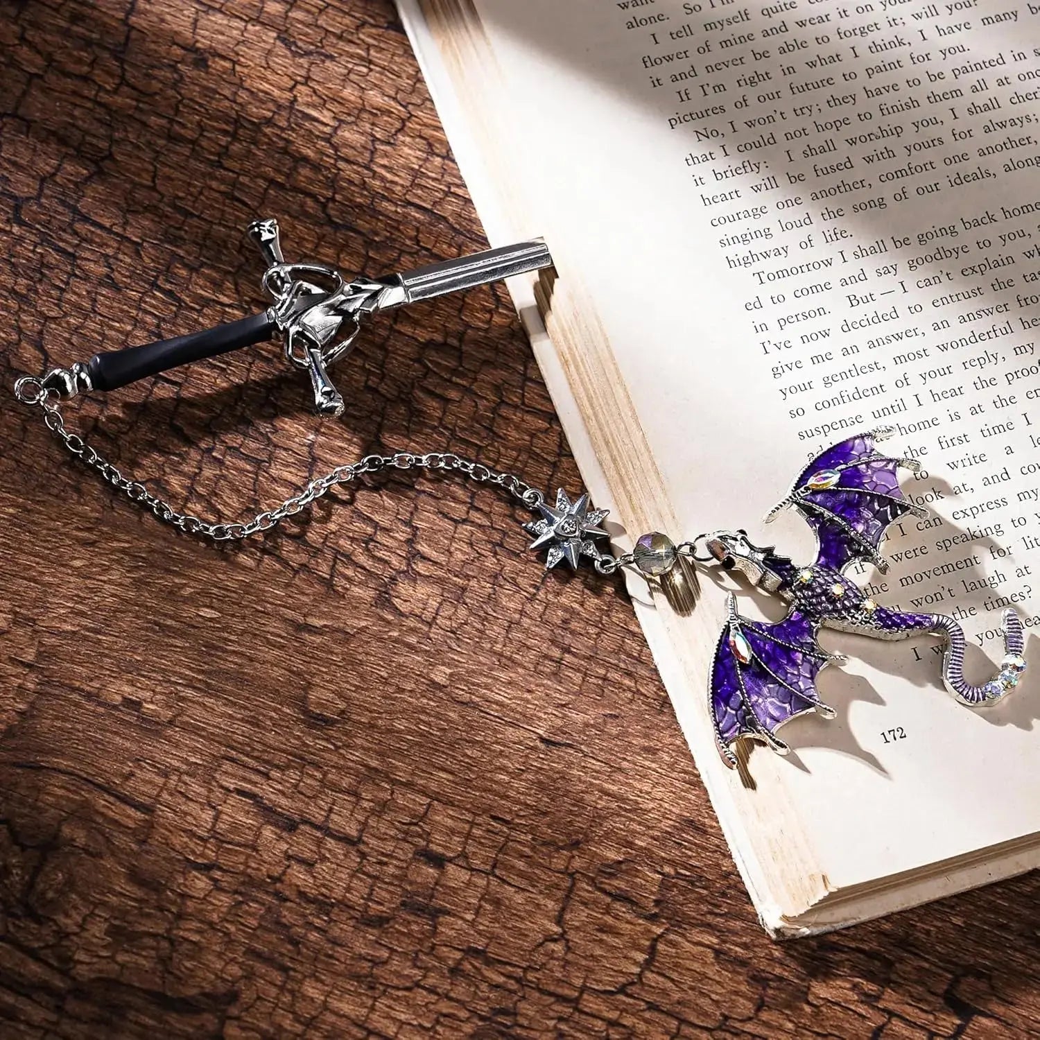 Moktan Sabai Dragon Sword Bookmark Keychain Set | Fantasy Metal Reading Accessory Bundle