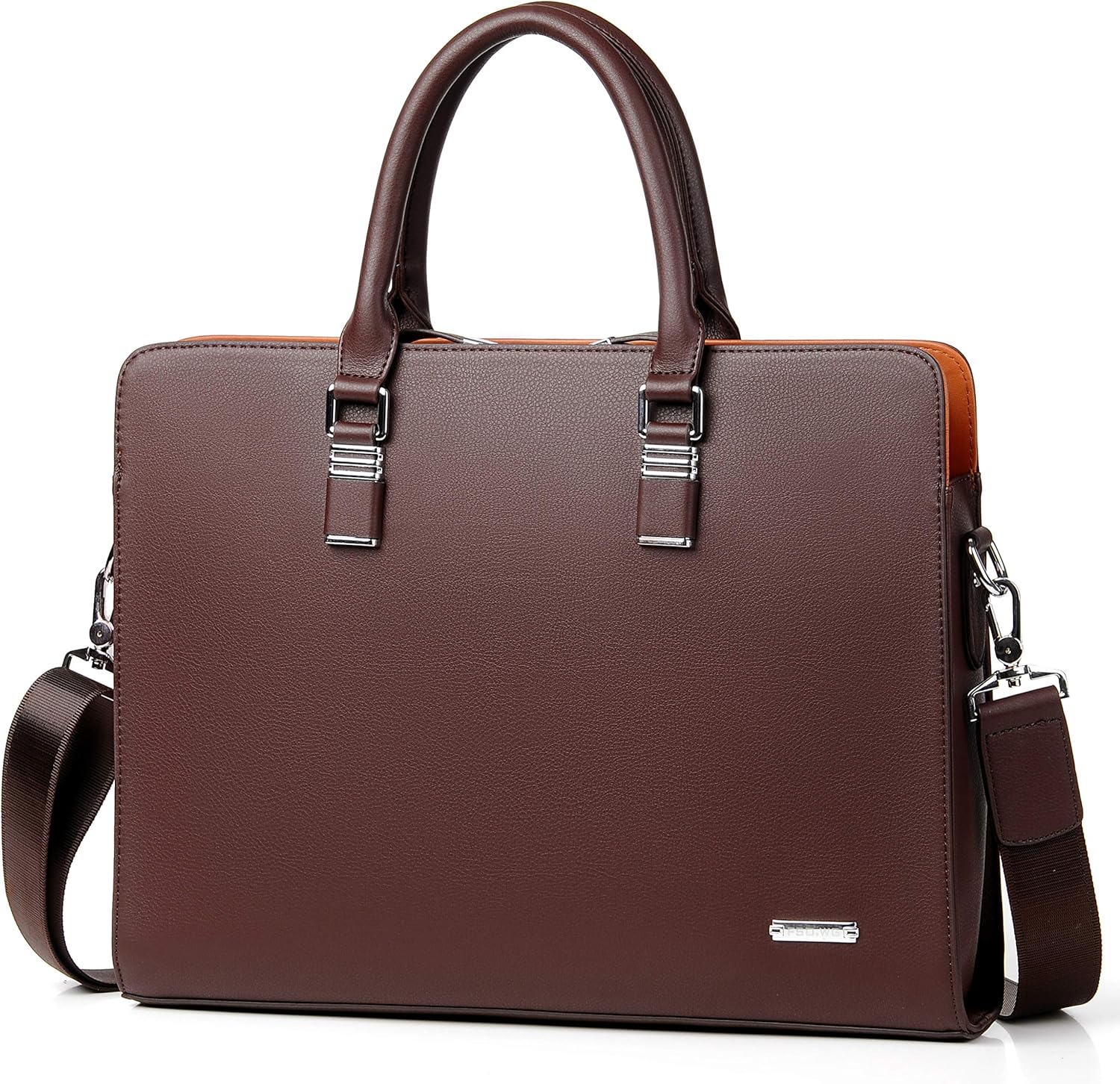 Moktan Sabai Genuine Leather Business Briefcase 15.6 Inch Laptop Bag Multi Compartment Brown