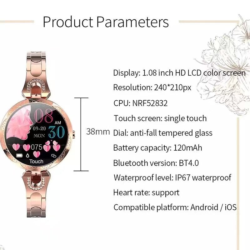 Moktan Sabai Women’s Smartwatch Fitness Tracker Waterproof Heart Rate Sleep Activity Watch