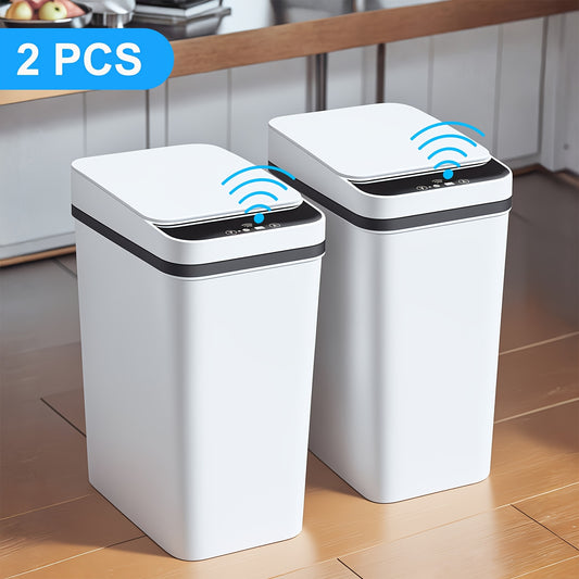Touchless Bathroom Trash Can with Lid, 2-Pack Smart Sensor Garbage Bin, 2.8 Gal