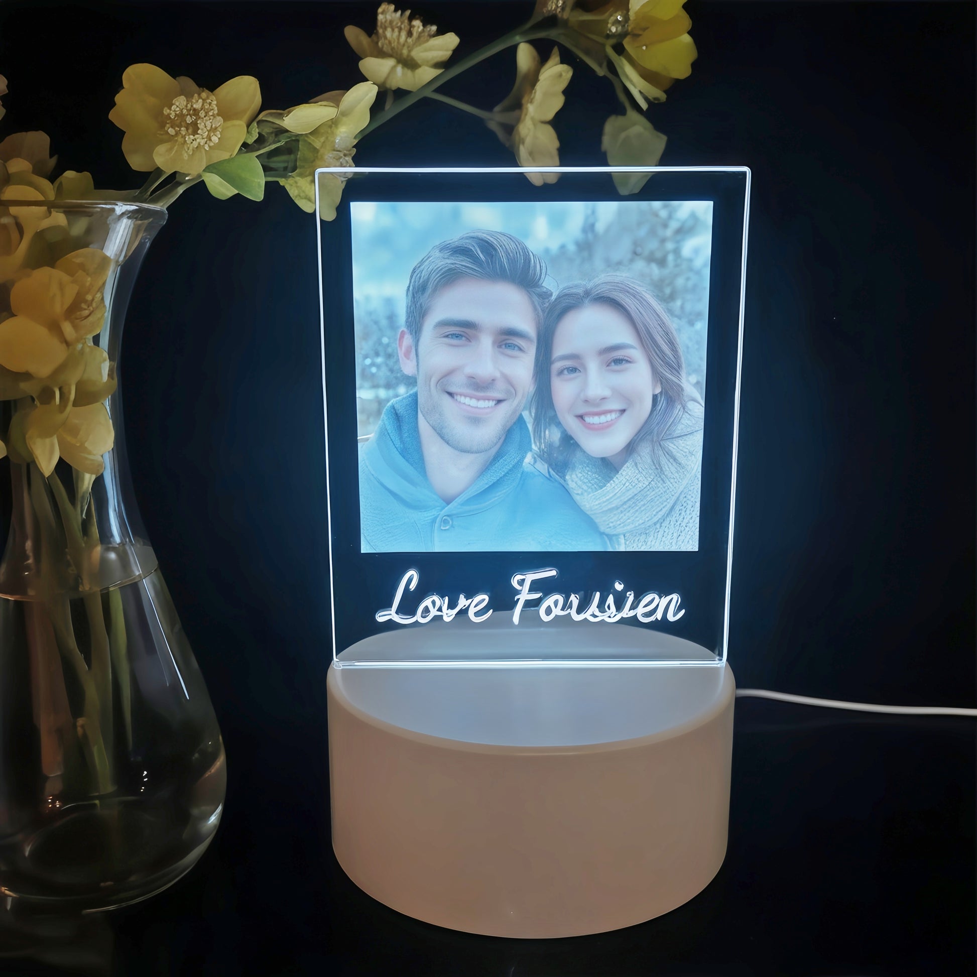 Moktan Sabai Custom Photo LED Night Light – Personalized Table Lamp Gift for Girlfriend or Women Custom Made