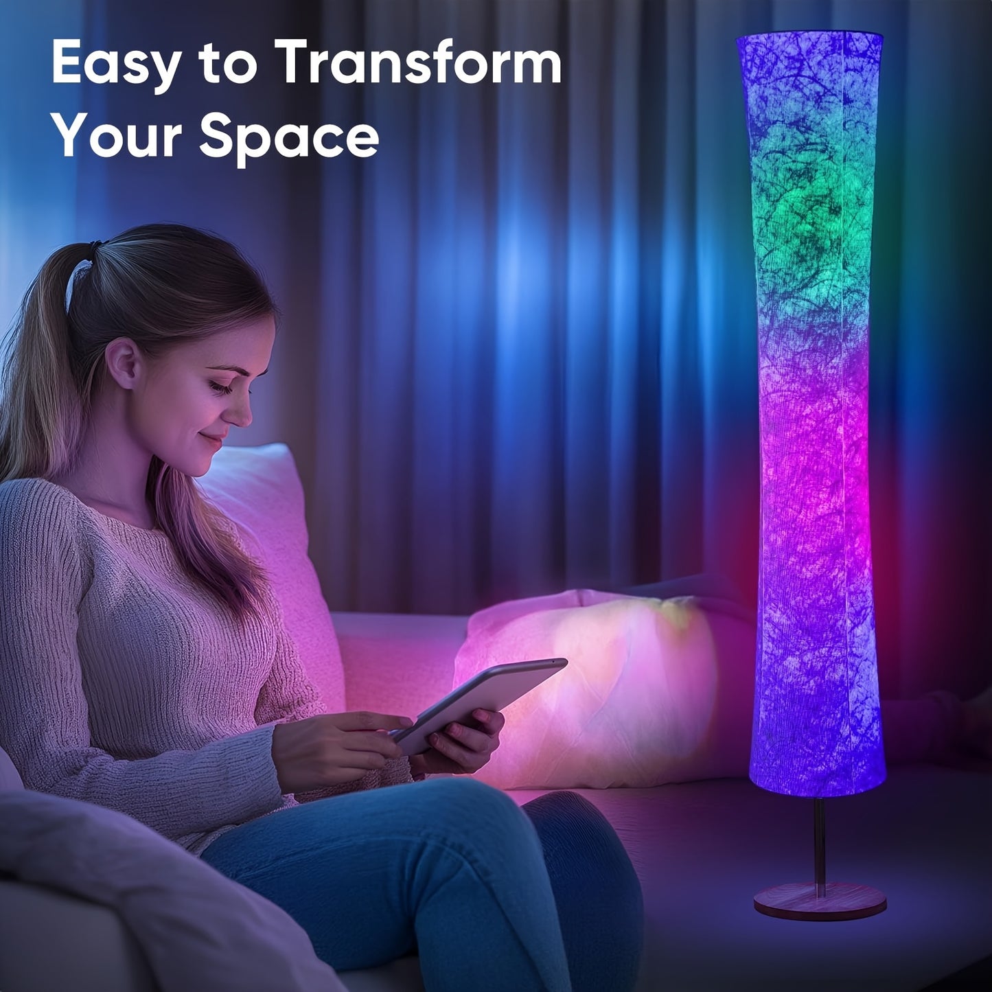 Smart LED Floor Lamp with WiFi & App | RGB Color Changing Standing Lamp
