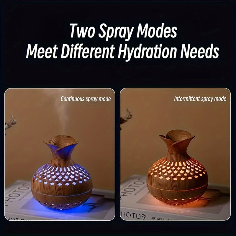 Moktan Sabai Wood Grain USB Humidifier – Essential Oil Diffuser & Lamp for Desk or Bedroom