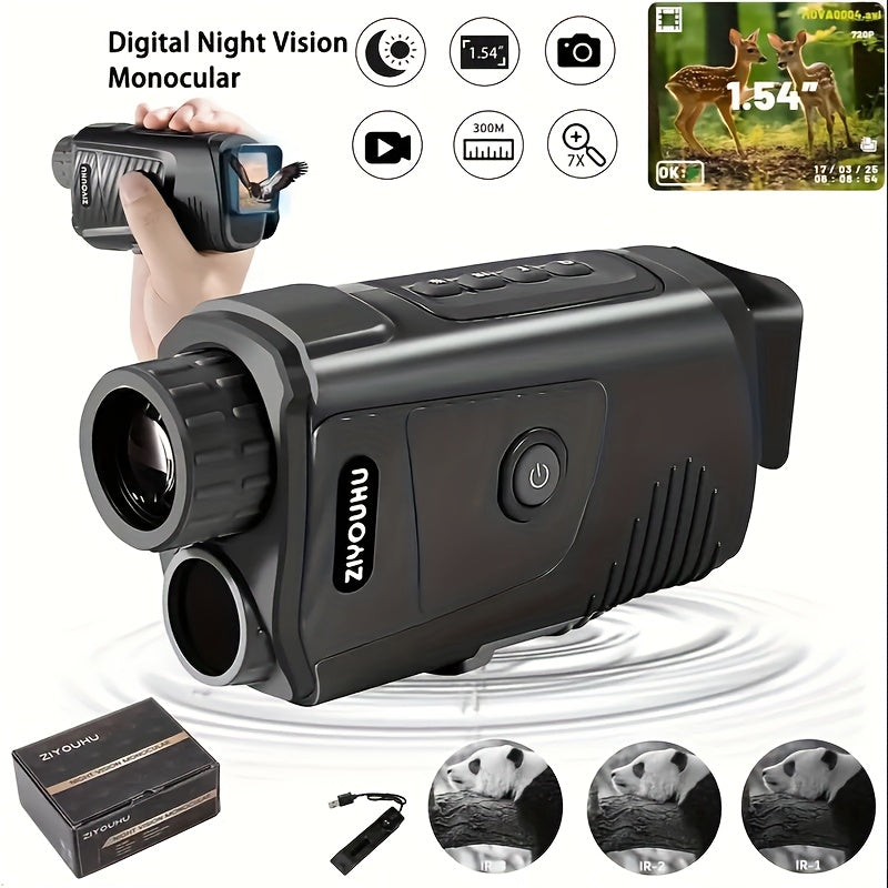 1080P Night Vision Monocular with IR, Lightless HD Camera for Hunting, Video