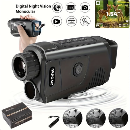 1080P Night Vision Monocular with IR, Lightless HD Camera for Hunting, Video