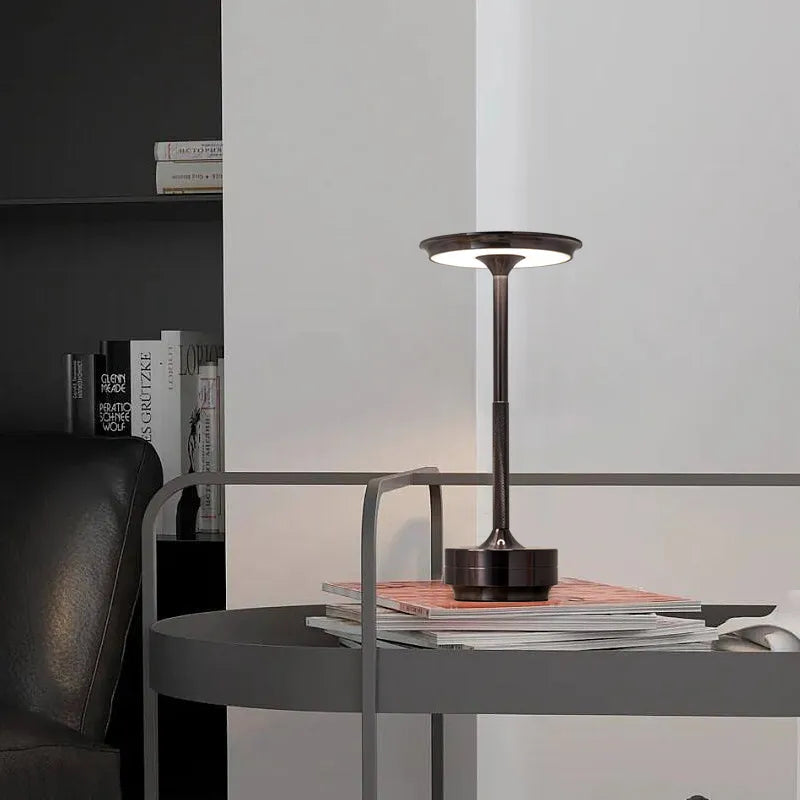 Moktan Sabai Modern Brass Cone LED Rechargeable Table Lamp Cordless USB-C