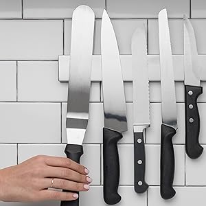 Moktan Sabai 14 Inch Magnetic Knife Holder Stainless Steel Wall or Fridge Tool Rack