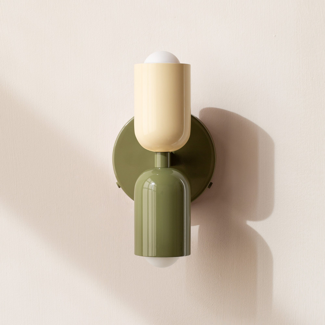 Moktan Sabai Modern Minimalist Cylinder LED Wall Sconce Iron Indoor Wall Light White Green Green