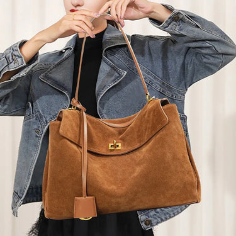 Moktan Sabai Riley Large Rectangular Handbag with Adjustable Straps & Zip Closure