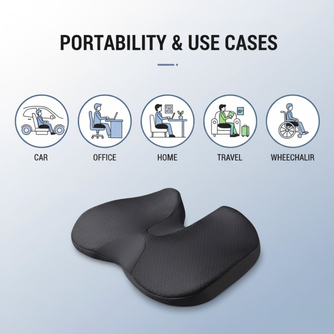 Moktan Sabai Ergonomic Memory Foam Seat Cushion for Office Chair & Car