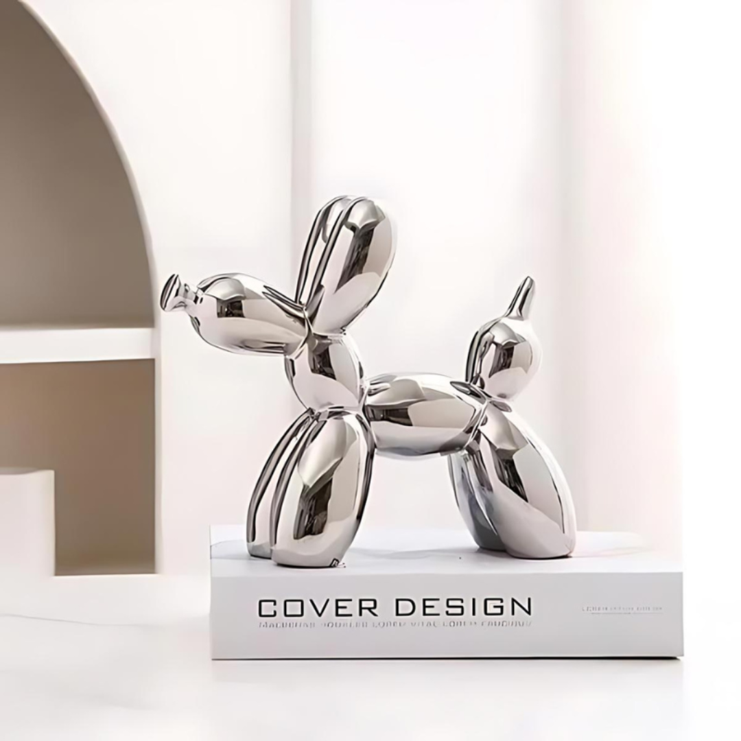Moktan Sabai Ceramic Balloon Dog Statue Silver
