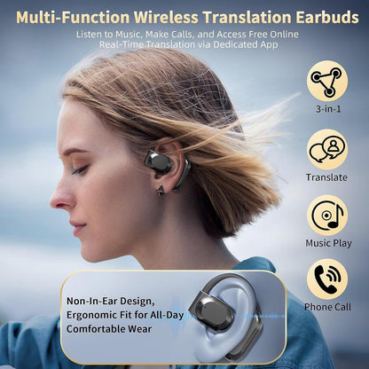 Moktan Sabai AI Translator Earbuds - Real-Time Simultaneous Interpretation for Business & Travel