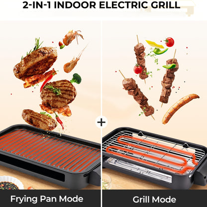 1500W Smokeless Indoor Grill with Hot Pot – Non-Stick Griddle, Temp Control, BBQ