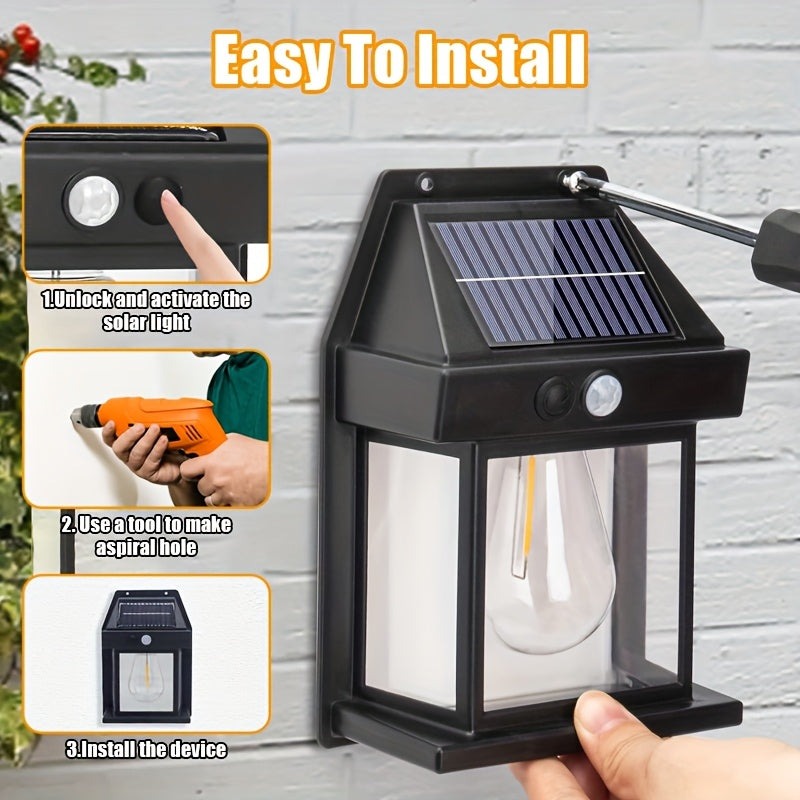 Moktan Sabai Solar Wall Lights Outdoor – Motion Sensor Dusk to Dawn LED for Yard, Door, Garden