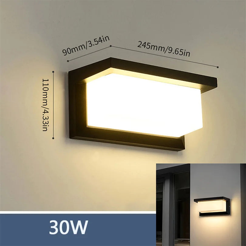 Moktan Sabai LED Outdoor Wall Light – IP66 Waterproof Motion Sensor Lamp for Porch & Garden Radar Motion Sensor Model A 30W Cold White