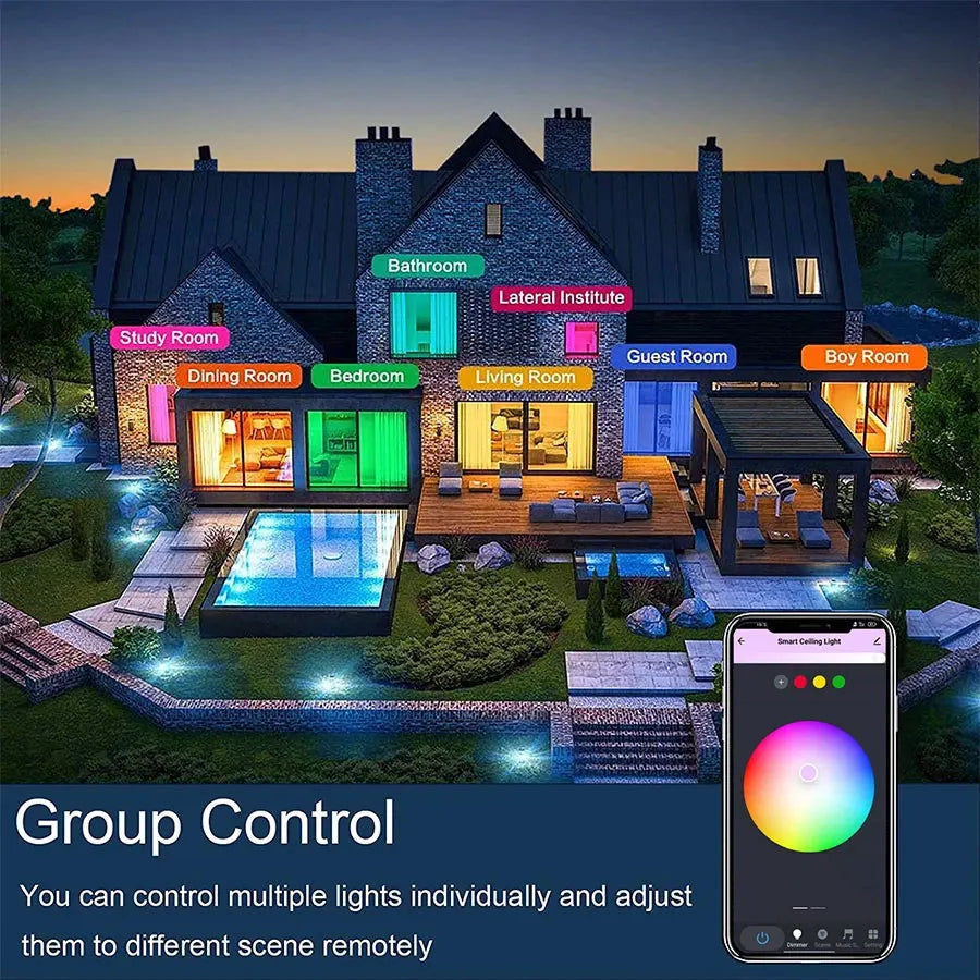 Moktan Sabai Smart WiFi RGB Ceiling Light 24W App Control Alexa Google Home Bedroom Lamp