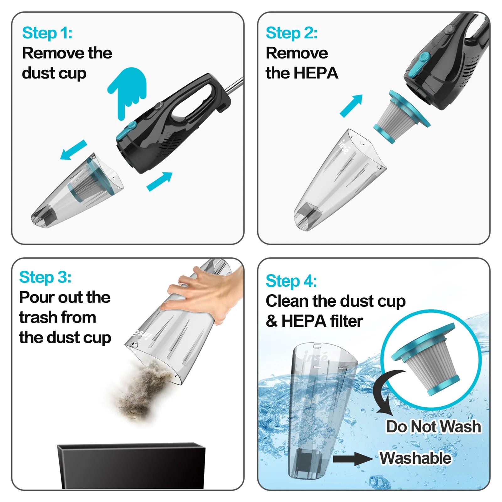 Moktan Sabai Corded Handheld Vacuum Cleaner 16KPa Powerful Suction for Car Hard Floor
