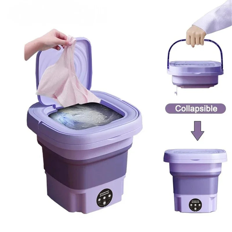 Moktan Sabai 8L Portable Foldable Mini Washing Machine with Spin Dryer for Socks Underwear
