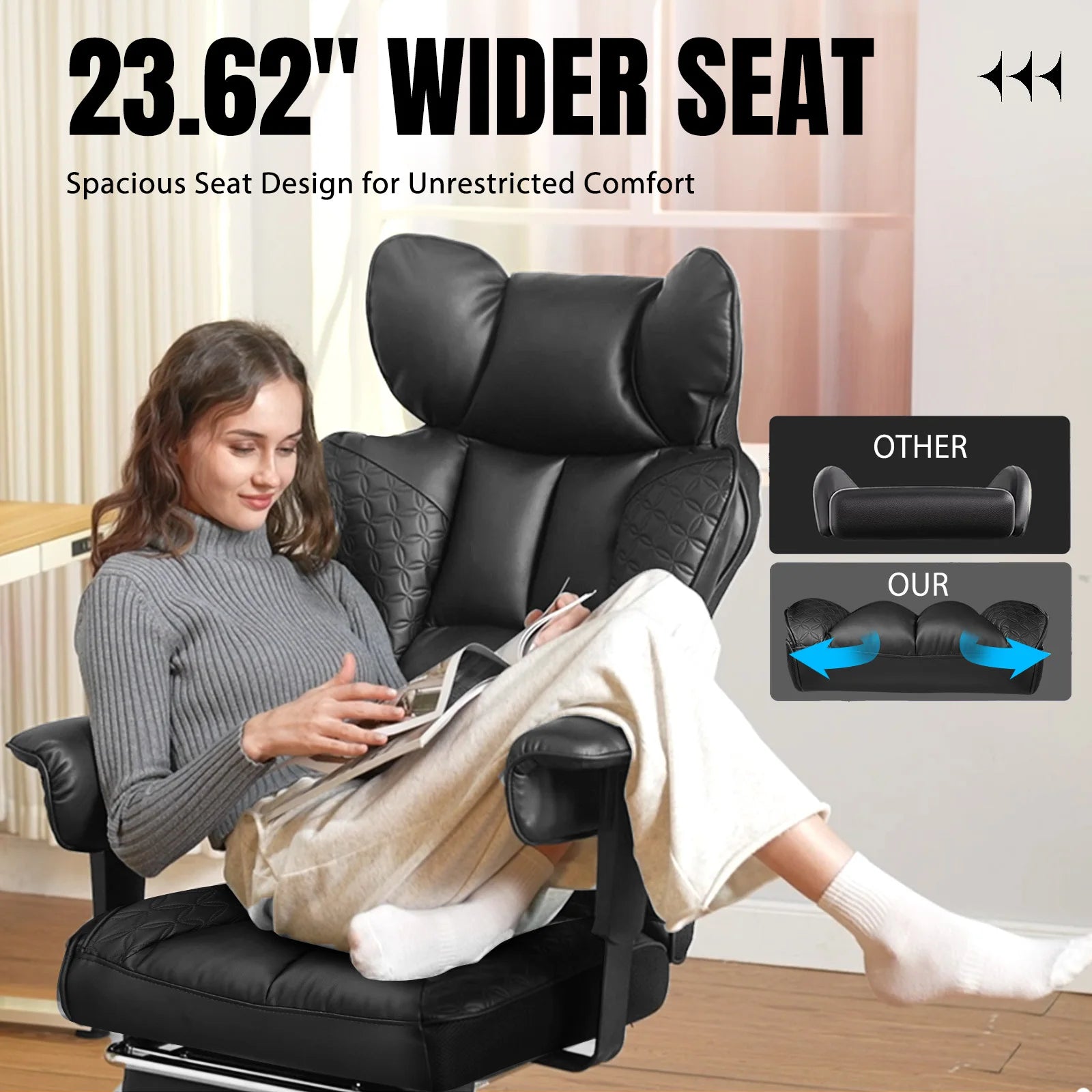 Moktan Sabai Ergonomic Leather Gaming Chair High Back Office Chair with Footrest