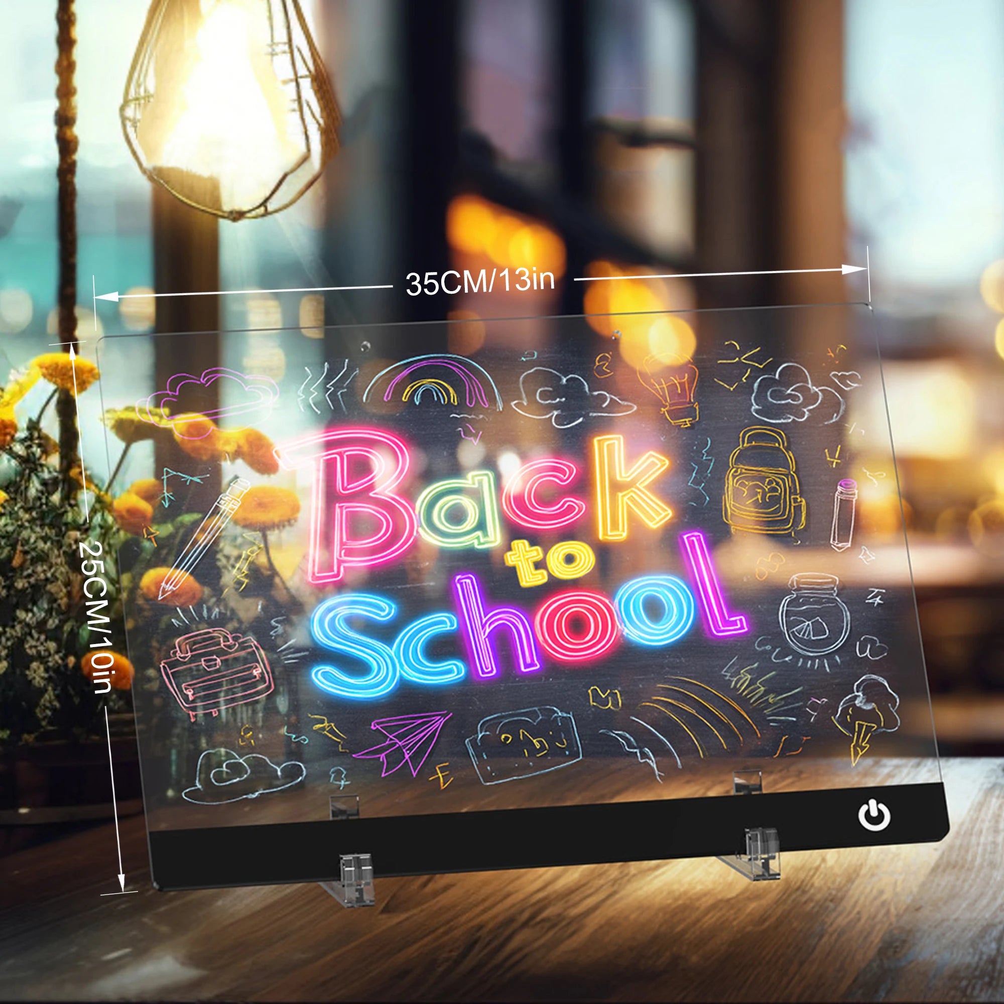 Moktan Sabai LED Note Board Night Light – 7-Color Acrylic Message & Drawing Board Gift 35CMx35CM USB Plug United States