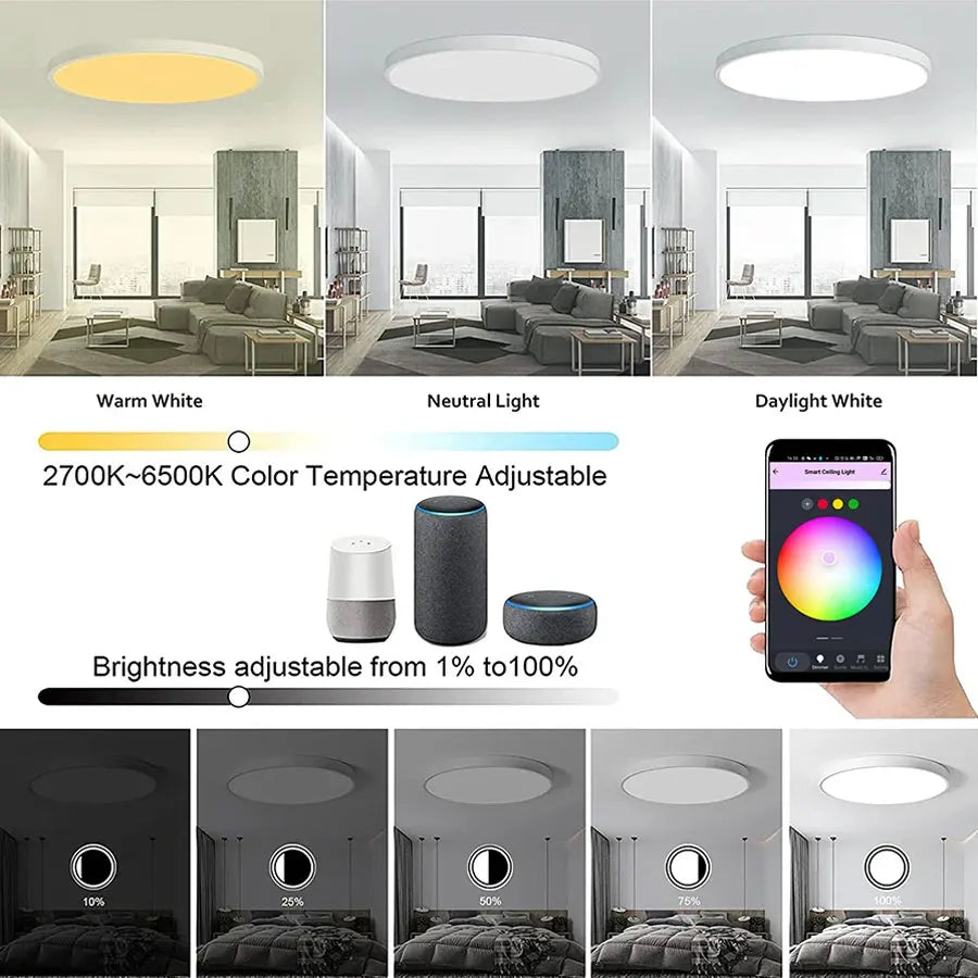 Moktan Sabai Smart WiFi RGB Ceiling Light 24W App Control Alexa Google Home Bedroom Lamp