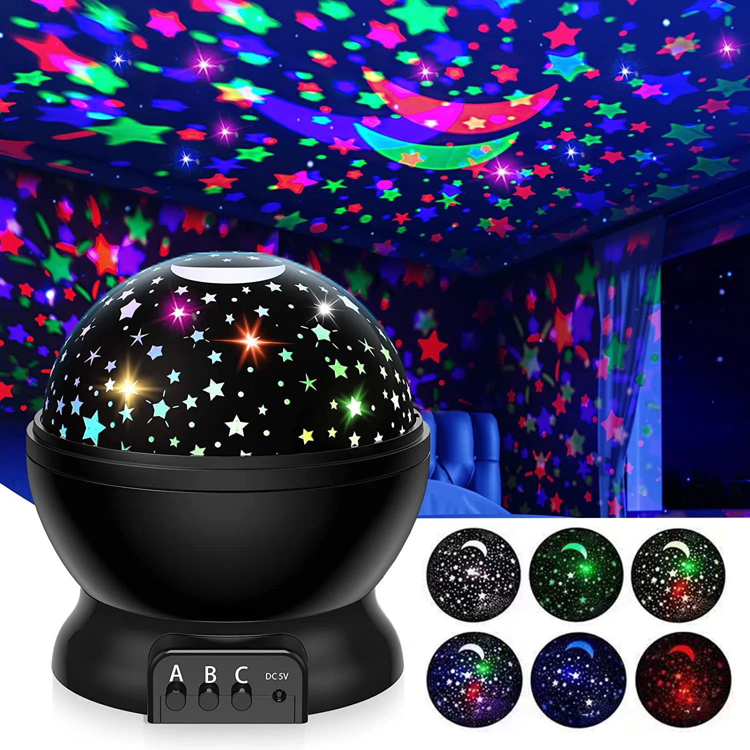 Moktan Sabai 360° Rotating Galaxy Projector – LED Nebula Star Night Light for Kids Room