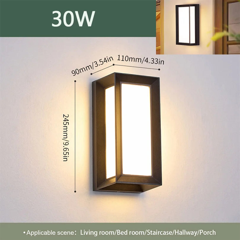 Moktan Sabai LED Outdoor Wall Light – IP66 Waterproof Motion Sensor Lamp for Porch & Garden Radar Motion Sensor Model D 30W Cold White