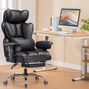 Moktan Sabai Ergonomic Leather Gaming Chair High Back Office Chair with Footrest Black