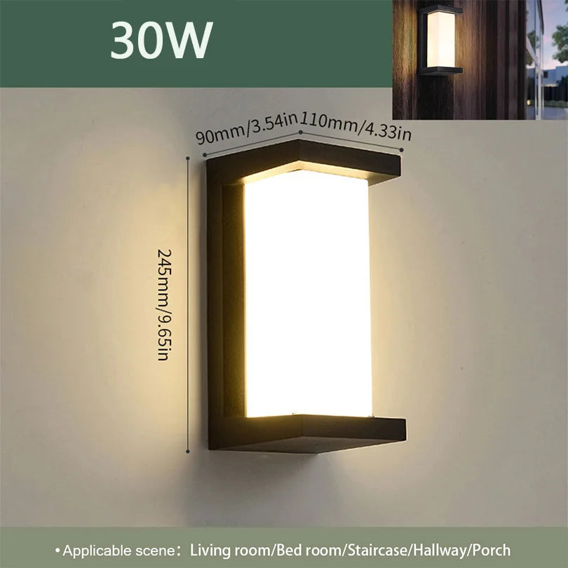 Moktan Sabai LED Outdoor Wall Light – IP66 Waterproof Motion Sensor Lamp for Porch & Garden Radar Motion Sensor Model B 30W Warm White