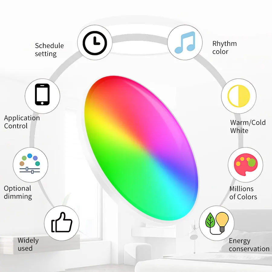 Moktan Sabai Smart WiFi RGB Ceiling Light 24W App Control Alexa Google Home Bedroom Lamp