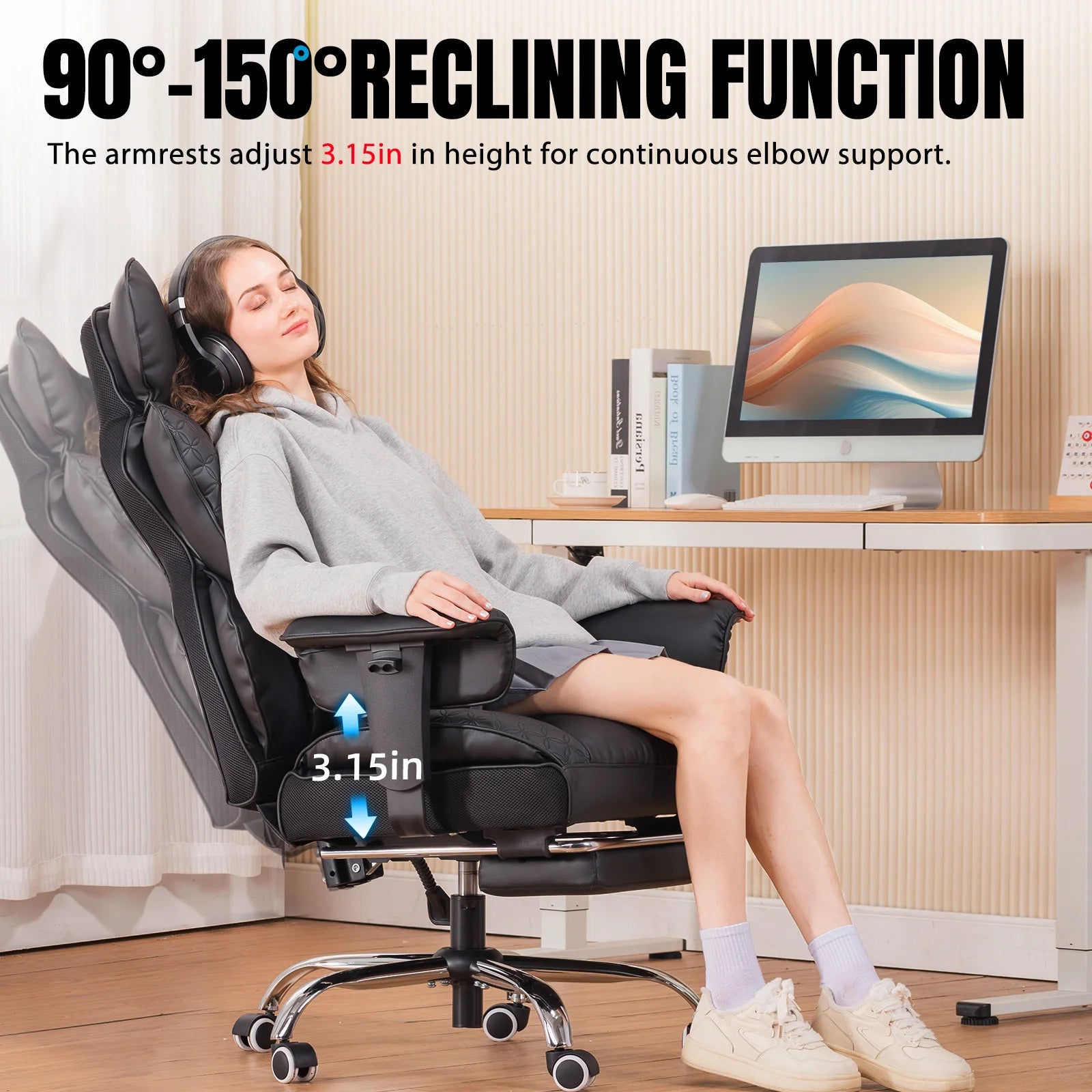 Moktan Sabai Ergonomic Leather Gaming Chair High Back Office Chair with Footrest