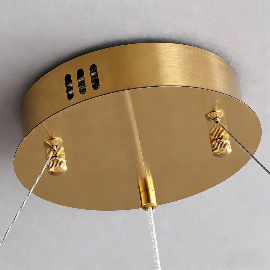 Moktan Sabai Alabaster Ring Chandelier – Gold Beaded LED Luxury Ceiling Light