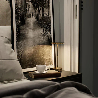 Modern Brass Cone LED Rechargeable Table Lamp Cordless USB-C