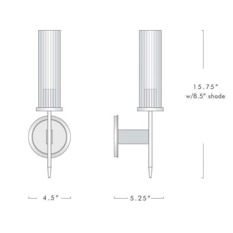 Moktan Sabai Solid Brass Wall Sconce with Glass Shade E26 15.7" Lamp