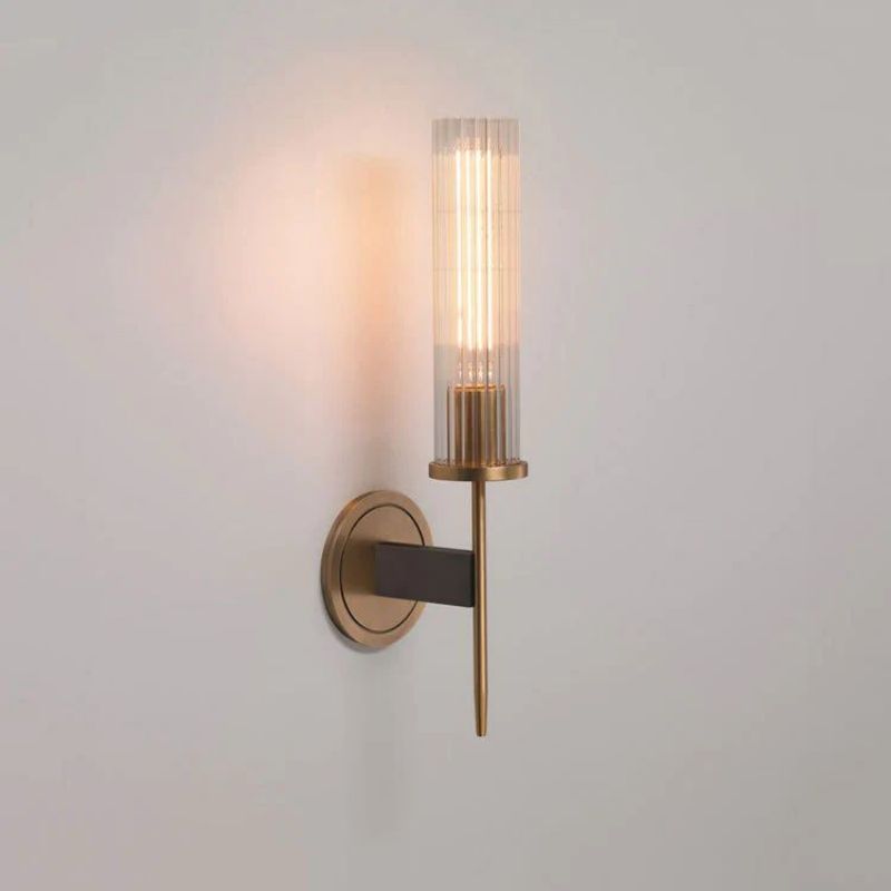 Moktan Sabai Solid Brass Wall Sconce with Glass Shade E26 15.7" Lamp Vintage Brass