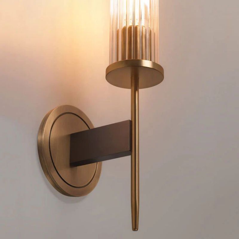 Moktan Sabai Solid Brass Wall Sconce with Glass Shade E26 15.7" Lamp