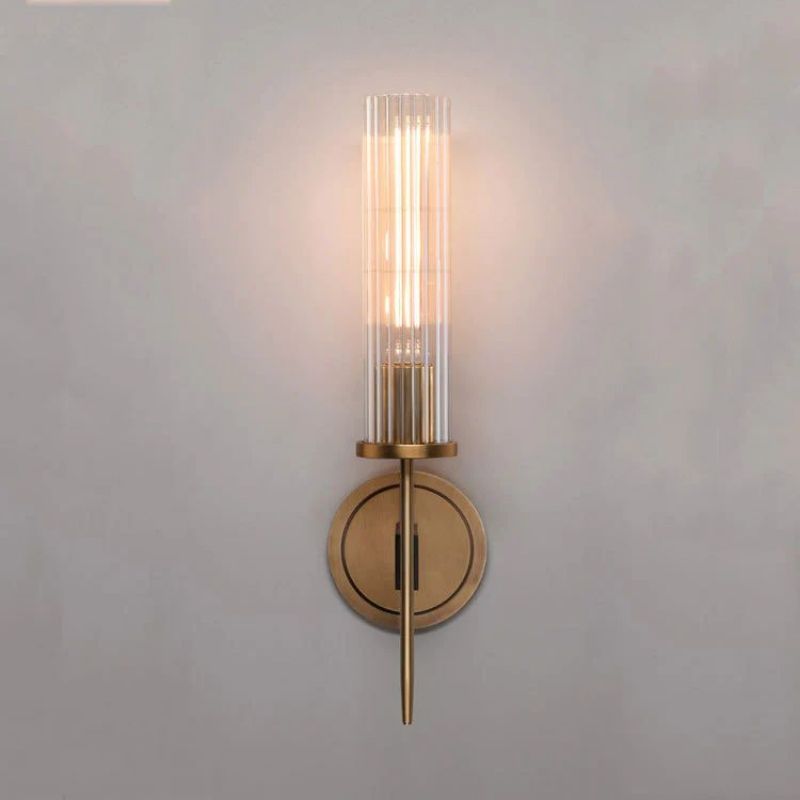 Moktan Sabai Solid Brass Wall Sconce with Glass Shade E26 15.7" Lamp