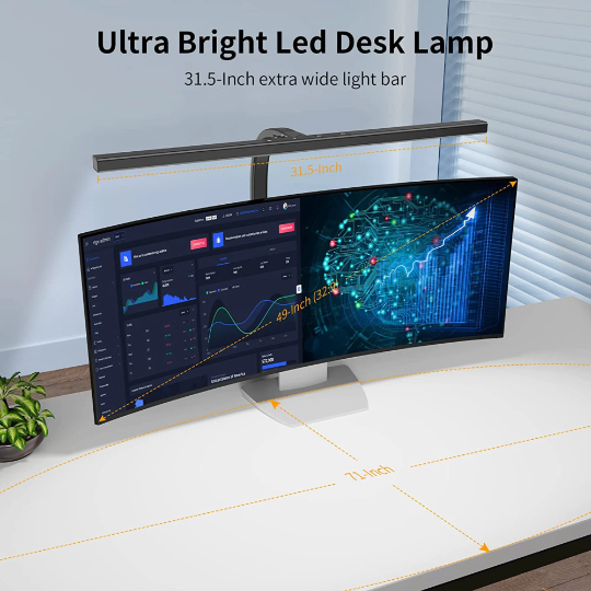 Moktan Sabai Architect Desk Lamp with Adjustable Arm and 31.5-Inch LED Light Bar – Glare-Reducing Modern Clamp Design for Optimal Workspace Lighting