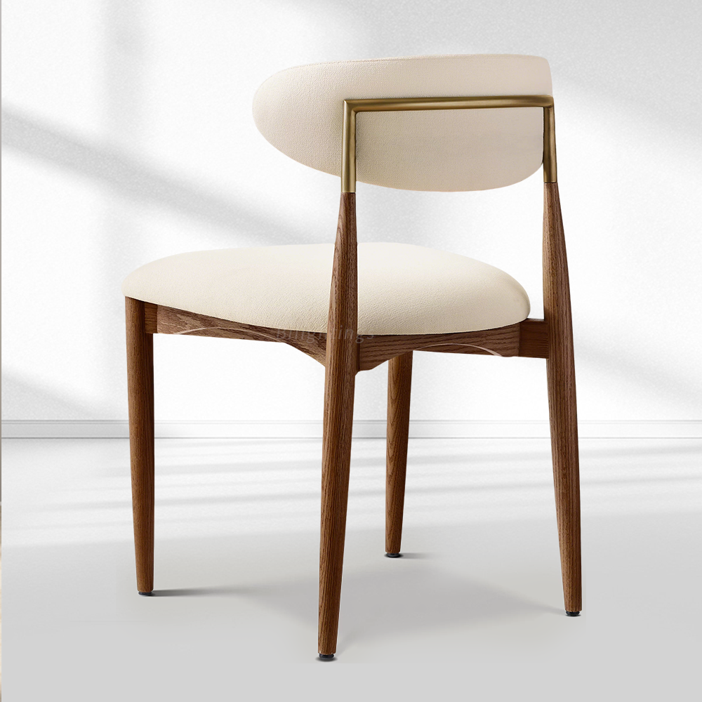 Moktan Sabai Vegan Leather Dining Chair with Oak Frame & Steel Legs 30.5" H