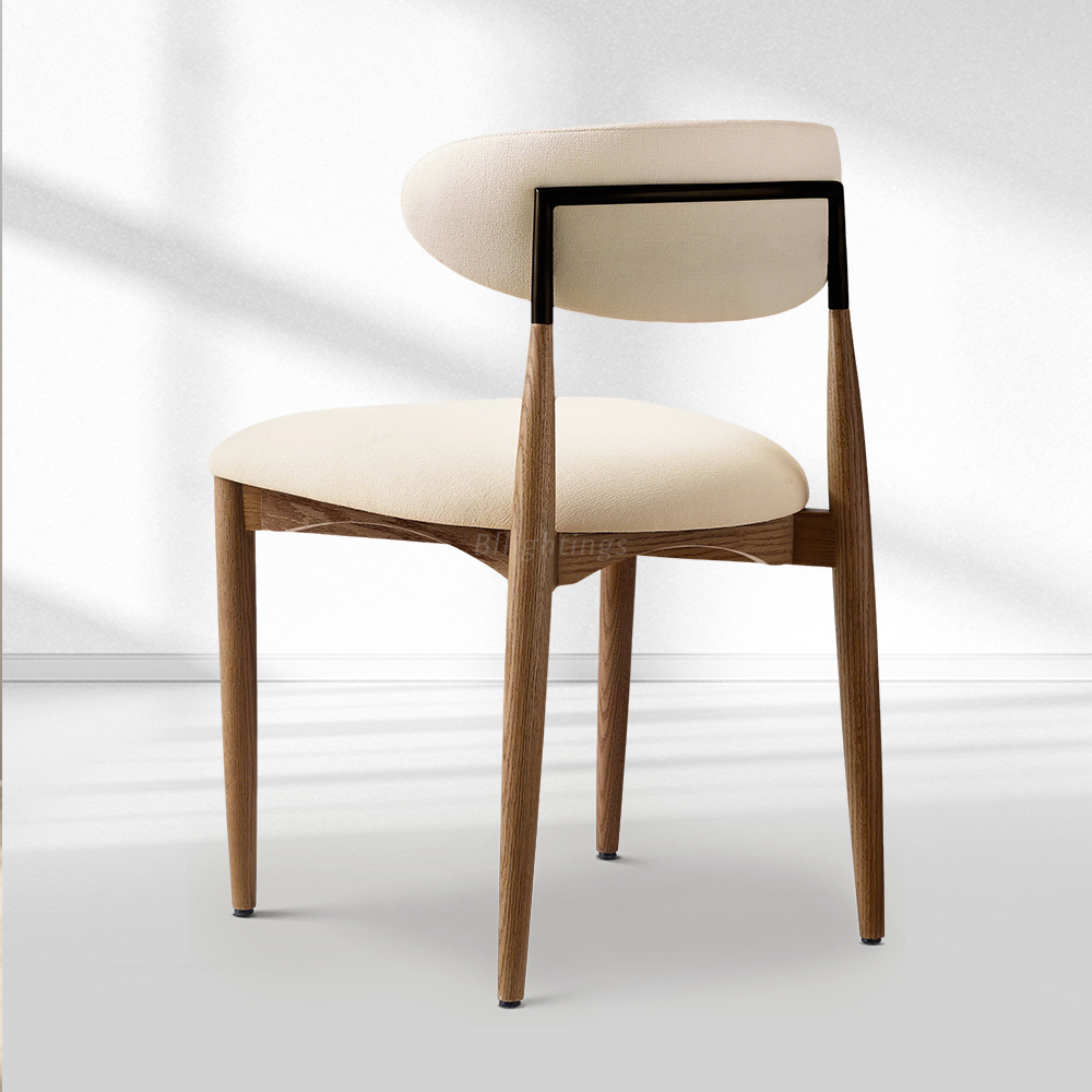 Moktan Sabai Vegan Leather Dining Chair with Oak Frame & Steel Legs 30.5" H