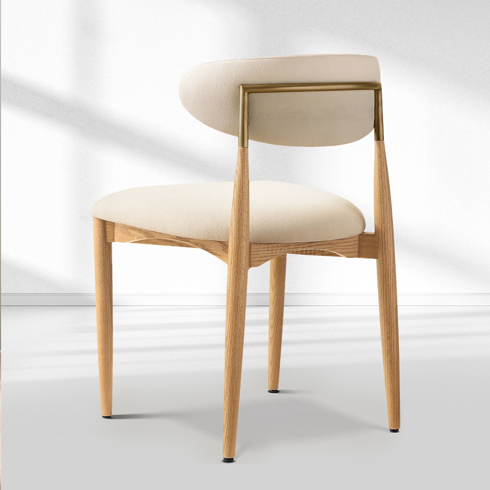 Moktan Sabai Vegan Leather Dining Chair with Oak Frame & Steel Legs 30.5" H