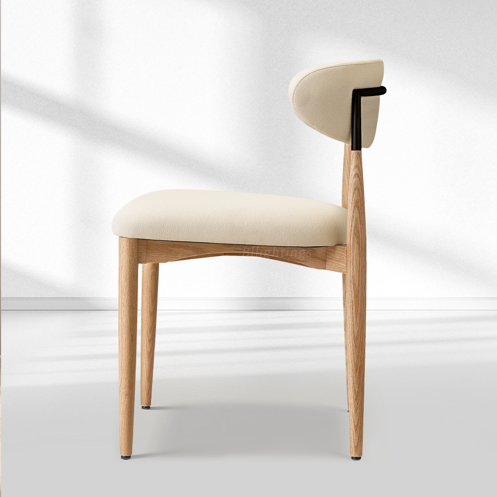 Moktan Sabai Vegan Leather Dining Chair with Oak Frame & Steel Legs 30.5" H