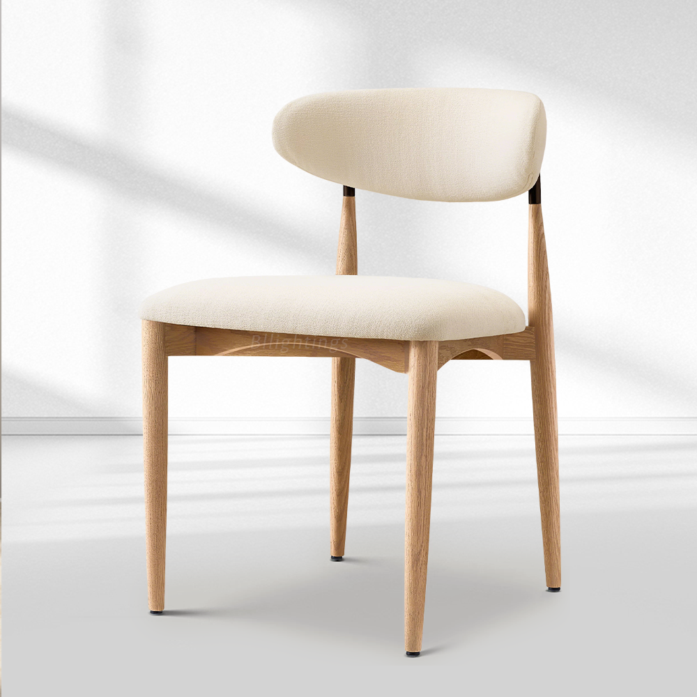 Moktan Sabai Vegan Leather Dining Chair with Oak Frame & Steel Legs 30.5" H