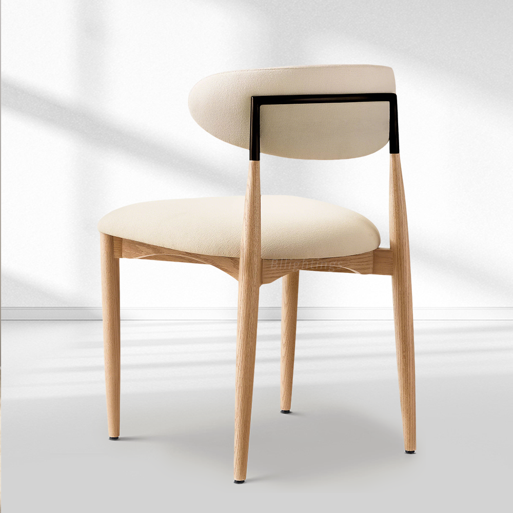 Moktan Sabai Vegan Leather Dining Chair with Oak Frame & Steel Legs 30.5" H